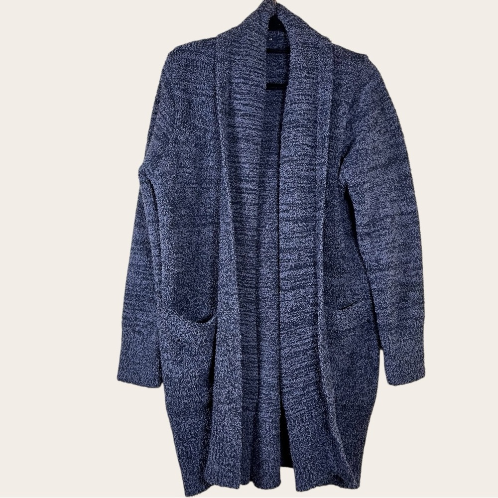 Barefoot Dreams CozyChic Cali Cardigan Womens XS Blue Chunky Open QVWCC1057